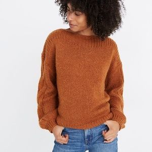 Cable-Sleeve Boatneck Sweater